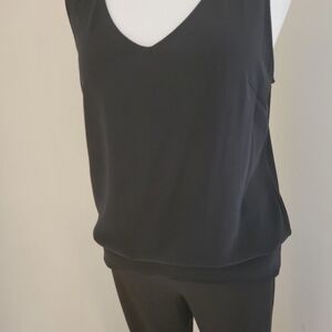 Boston Proper Beyond Travel Sleeveless Blouson Black Top Women Size XL